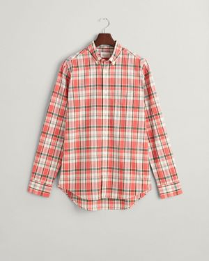 GANT Hemd mit Leinen REG COTTON LINEN CHECK SHIRT Regular Fit Langarm - Rot