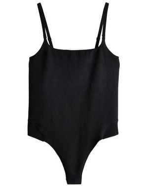 Self Body Träger-Bodysuit Mit Eckigem Ausschnitt (1-Tlg) - Schwarz