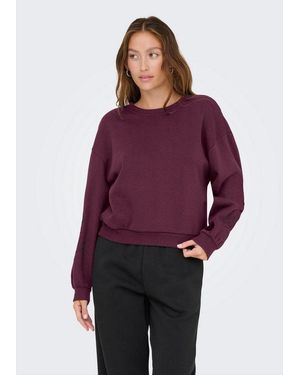 ONLY Sweatshirt Onlbrooklyn L/S Embroidery Box Swt Baumwollmischung, Regular Fit - Lila