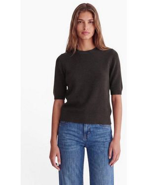 STREET ONE STUDIO Kurzarmpullover Mit Gerafften Ärmeln - Schwarz