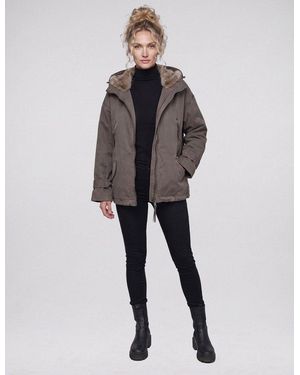 BLONDE No. 8 Winterjacke Bella Mit Kunstfell Gefütterte Kapuze - Grau