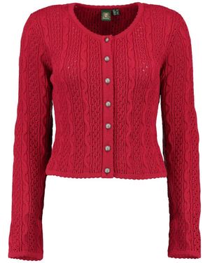 OS-Trachten Strickjacke Igaza Trachtenjacke mit Zopfmuster - Rot