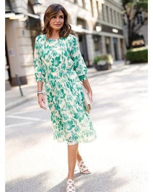 WITT Etuikleid Plisseekleid Langarm - Grün
