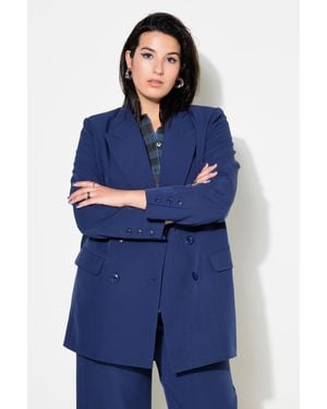 Studio Untold Blusenblazer Blazer Loose Fit doppelreihig Revers - Blau