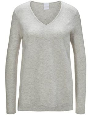 Madeleine Strickpullover Kaschmirpullover Mit V-Ausschnitt - Grau
