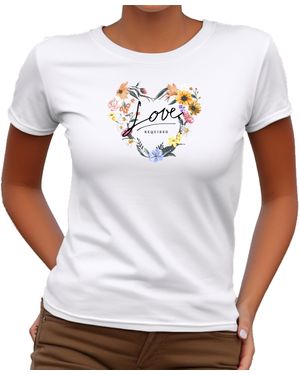 Banco T-Shirt Freizeit Sommer Basic Rundhals Herz Love - Weiß