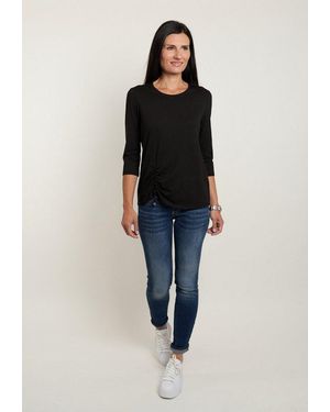 Seidel Moden 3/4-Arm-Shirt Mit Raff-Detail Vorne - Schwarz