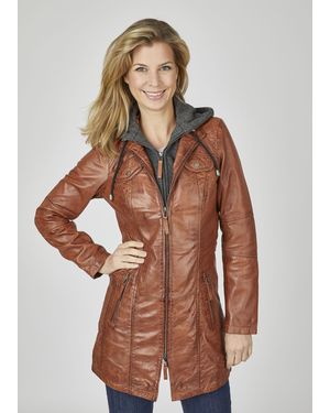 7eleven Lederjacke SEBRESCO (1-St) mit Doppelreißverschluss - Braun