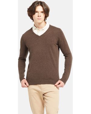 Lawrence Grey Strickpullover Kaschmirpullover Mit V-ausschnitt - Braun