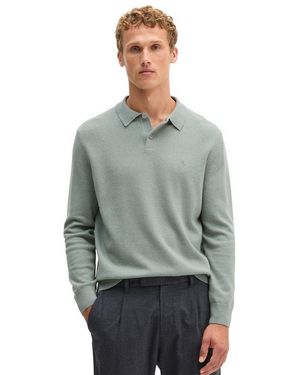 Marc O' Polo Langarm-Poloshirt Aus Softem Bio-Bauwoll-Schurwoll-Mix - Grau