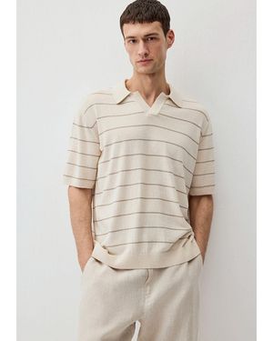 Mavi Poloshirt Streifenlook mit offenem Kragen TRICOT POLO SHIRT - Natur