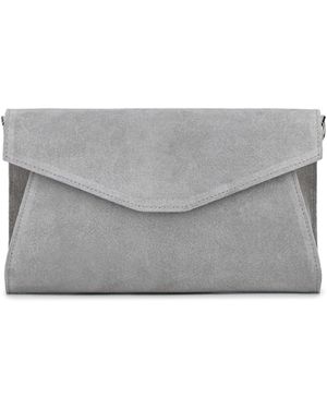 Caspar Clutch Leder Envelope Abendtasche Tasche - Grau