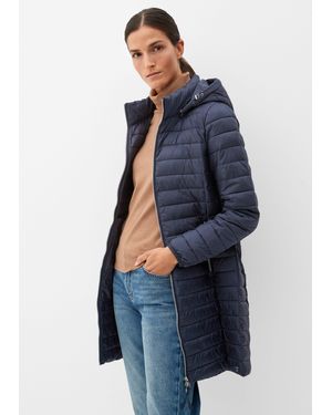 S.oliver Funktionsmantel Lange Steppjacke mit abnehmbarer Kapuze - Blau