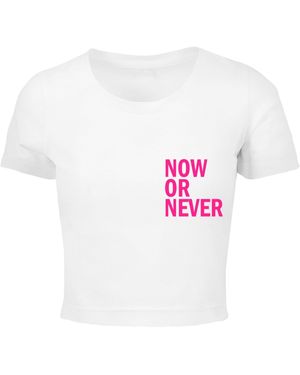 Merchcode T-Shirt Ladies Now Or Never Cropped Tee (1-tlg) - Weiß