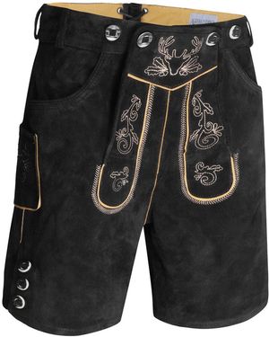 Alessandro Salvarini Trachtenlederhose ASLederiio Aus echtem Leder inkl. Träger - Schwarz