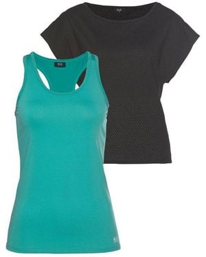 H.i.s. Trainingsshirt 2-Tlg. Shirt & Top (Spar-Set, 2-Tlg) Kurzarm, Bequeme Passform, Sportlich, Atmungsaktives Material - Grün
