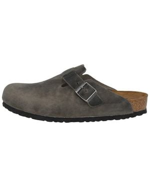 Birkenstock Boston Sfb Geöltes Nubukleder Weichbettung Normal Clog Sandalen, Hausschuhe, Pantoletten, Badeschuhe, Gartenschuhe - Schwarz