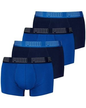 PUMA Trunk 4Er Pack Everyday Basic Trunks (4-St) Mit Umlaufendem -Schriftzug Am Bund - Blau
