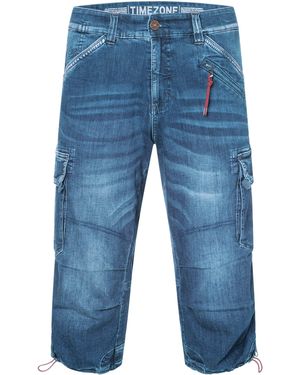 Timezone Jeansshorts Denim Cargoshorts in Jeansoptik mit Stretch Loose MilesTZ Short - Blau