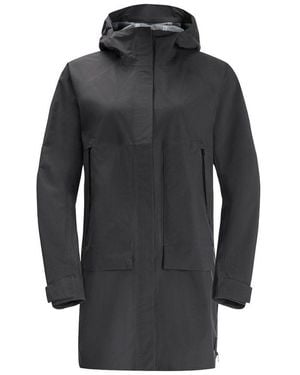 Jack Wolfskin Funktionsparka Goldgewann Parka W Mit Kapuze, Atmungsaktiv, Winddicht, Wasserdicht - Grau