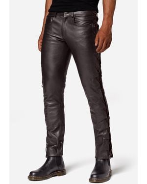 RICANO Cow Waxy (geschnürt) Lederhose mit Schnürungen im 5-Pocket-Stil - Schwarz