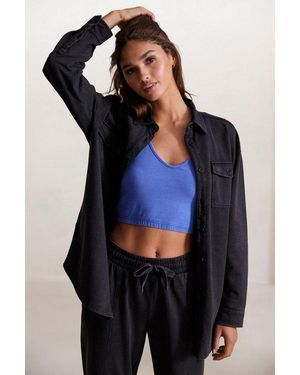 Buffalo Blusenshirt Loungeshirt Im Used-Look, Loungewear - Blau
