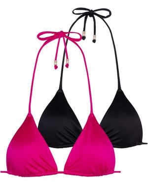 DORINA Triangel-Bikini-Top Amnesia (2er Pack), Bindebänder mit goldenen Anhängern - Pink