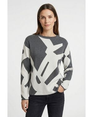 Rabe Strickpullover mit grafischem Muster - Grau