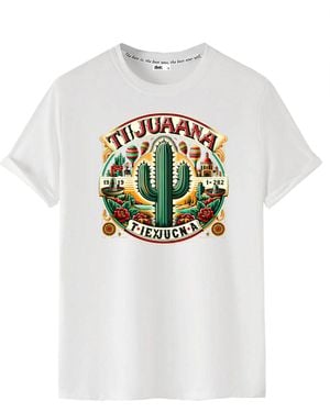 Rmk T- Shirt Basic Rundhals mit Mexico Tijuana Print - Grau