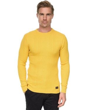 Rusty Neal Strickpullover Mit Modernem Strickmuster - Gelb