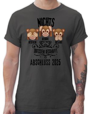 Shirtracer T-Shirt 3 Affen Abitur & Abschluss 2025 Geschenk - Schwarz