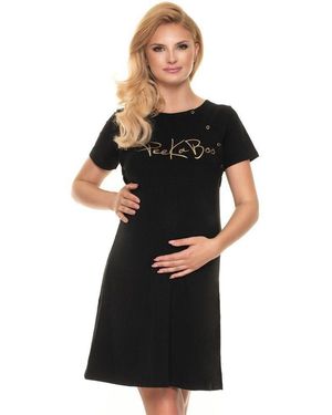 Peekaboo Umstandsnachthemd Stillnachthemd Nachthhemd Schwangerschaft - Schwarz