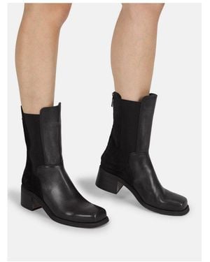 Felmini Stiefelette Leder/Textil Stiefelette - Schwarz