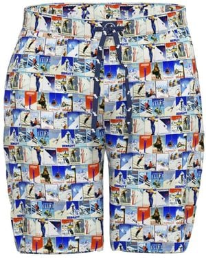 A fish named fred Pyjamashorts mit Ski Symbolen (1-tlg) Modisches Design Baumwolle - Blau