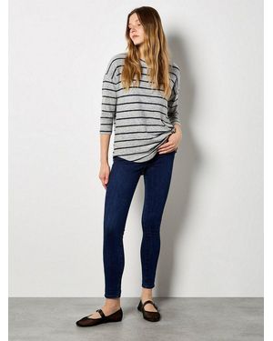 Apricot T-Shirt Weiches Top (1-Tlg) Mit Streifen - Blau