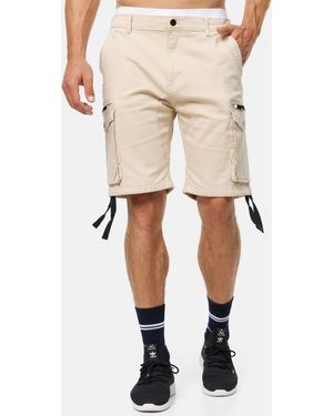 INDICODE Cargoshorts Agron mit langen Stoffbändern an der Seite - Natur