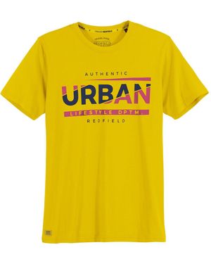 Redfield Rundhalsshirt XXL T-Shirt gelb Print Authentic Urban