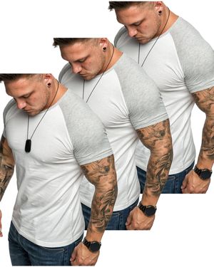 Amaci&Sons 3. SALEM - -Shirts (3er-Pack) Basic Oversize Kontrast Raglan T-Shirt - Weiß