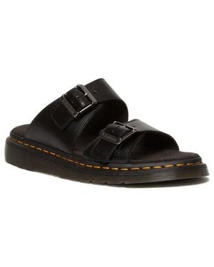 Dr. Martens Josef Pantolette Sommerschuh, Schlupfschuh Mit Logoprägung An Den Schnallen, Slide - Schwarz
