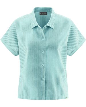 HempAge Hemdbluse DH139 Gestreifte Bluse - Blau