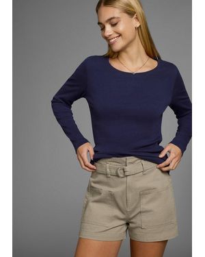 H.i.s. Langarmshirt Figurbetonte Passform, Feinrippstoff Aus Baumwolle Und Viskose - Blau