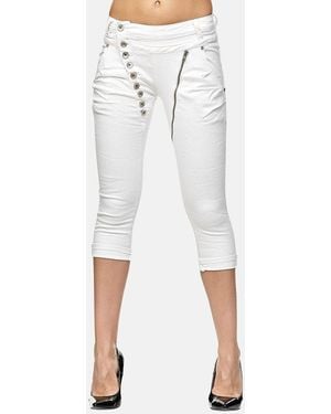 Elara Caprihose 3/4 Jeans Slim High Waist Capri Hose (1-tlg) - Weiß