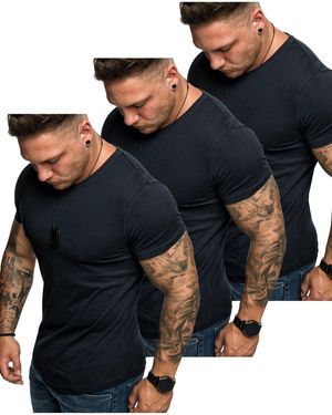 Amaci&Sons 3. TACOMA - -Shirts (3er-Pack) Basic Oversize T-Shirt mit Rundhalsausschnitt - Blau