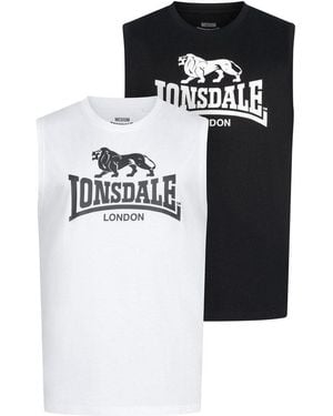 Lonsdale London Rolleston Ärmelloses T-Shirt Normale Passform Doppelpack - Schwarz