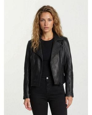 trueprodigy Lederjacke Stella Asymmetrischer Reißverschluss Und Reverskragen - Schwarz