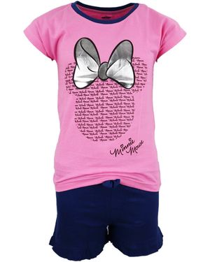 Disney Schlafanzug Minnie Maus Mädchen Kinder Jugend kurzarm Pyjama Gr. 134 bis 164, 100% Baumwolle - Pink