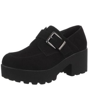 Ital-Design Damen Plateau Halbschuh Mit Schnalle Und Blockabsatz Slipper (92269364) Blockabsatz Mokassins - Schwarz