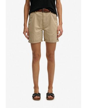 Superdry Shorts Chino Short Aus Baumwollmischung, Mit Elasthan, Regular Fit, Pflegeleicht - Natur
