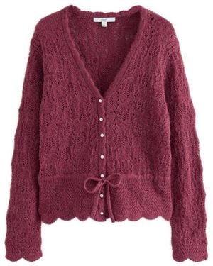 Next Strickjacke Pointelle-Strickjacke Mit Bindegürtel (1-Tlg) - Lila