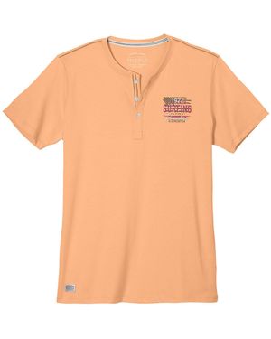 Redfield V- XXL Henley-T-Shirt apricot Brustprint - Orange